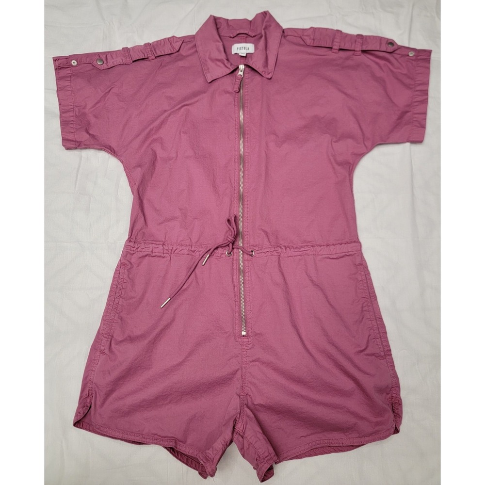 Pistola Shorts Romper Size Small Pink Zip Front Utility Drawstring Pockets - Picture 5 of 13
